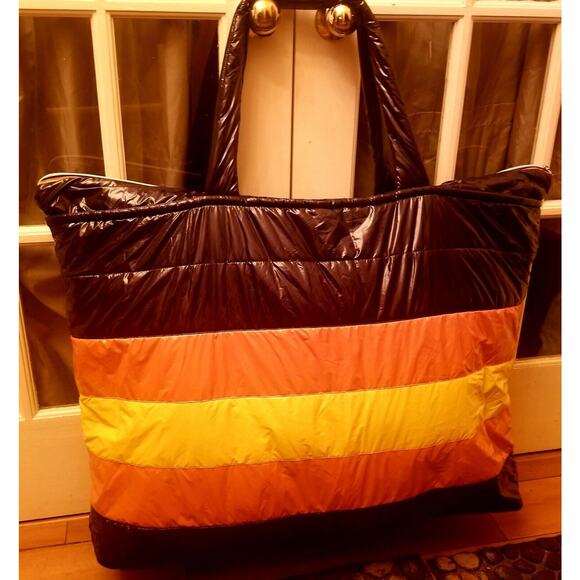 New JUMBO K-WAY X R&D PELAGIE NYLON MAXI TOTE BAG Puffy Shiny Retail $478!! - Picture 5 of 12